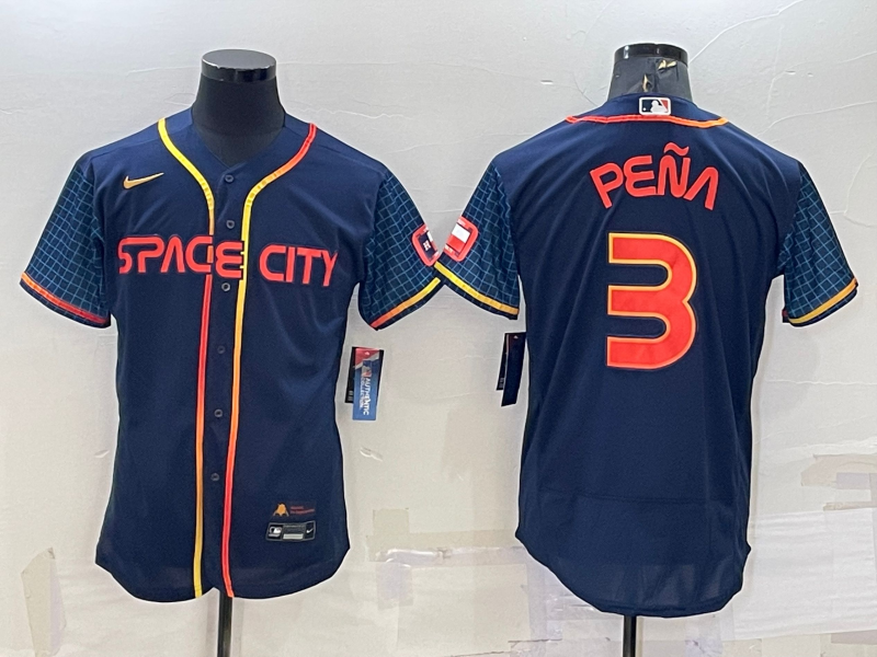 Men's Houston Astros #3 Jeremy Peña 2022 Navy City Connect Flex Base Stitched Baseball Jersey
